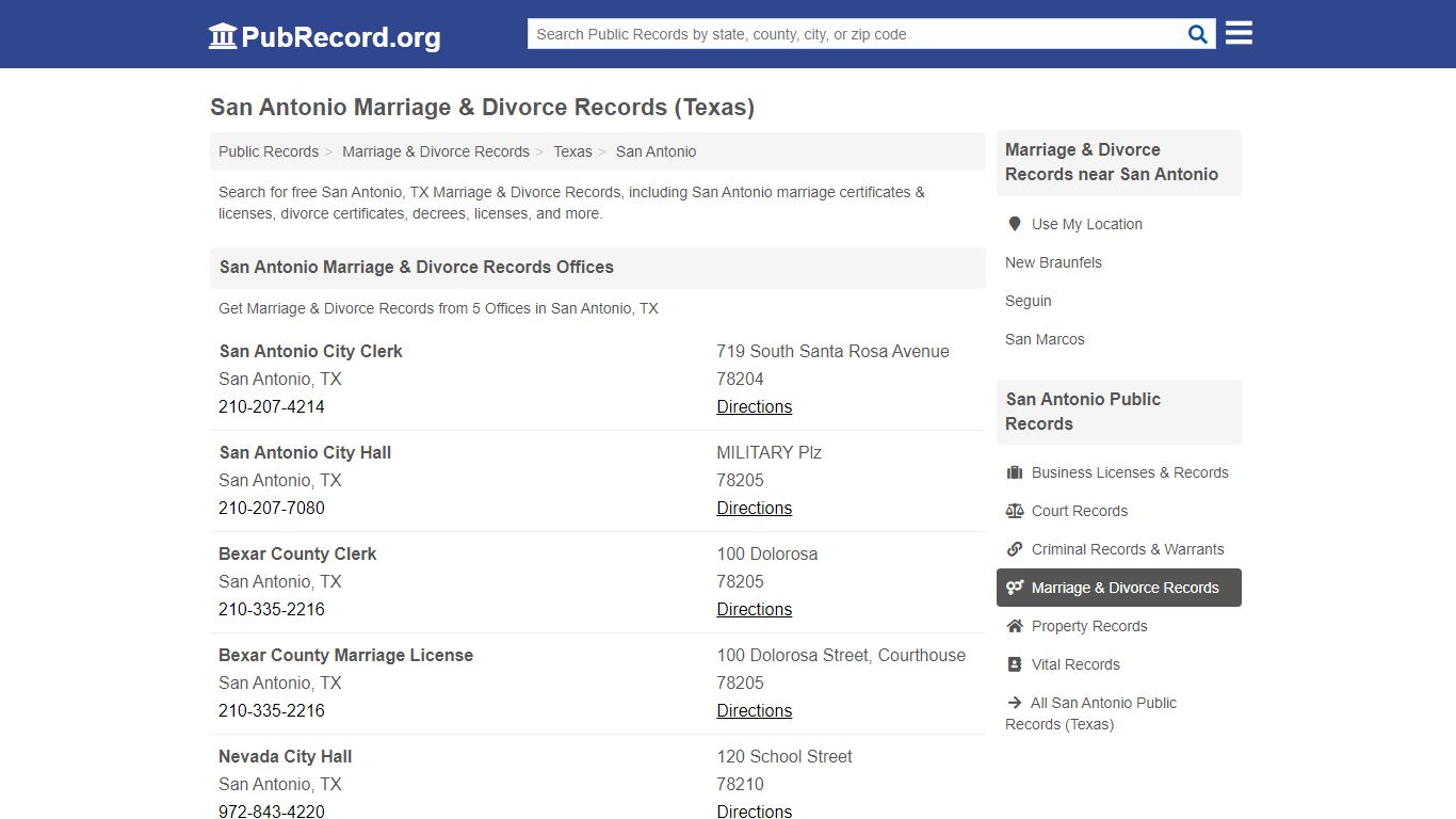 San Antonio Marriage & Divorce Records (Texas)
